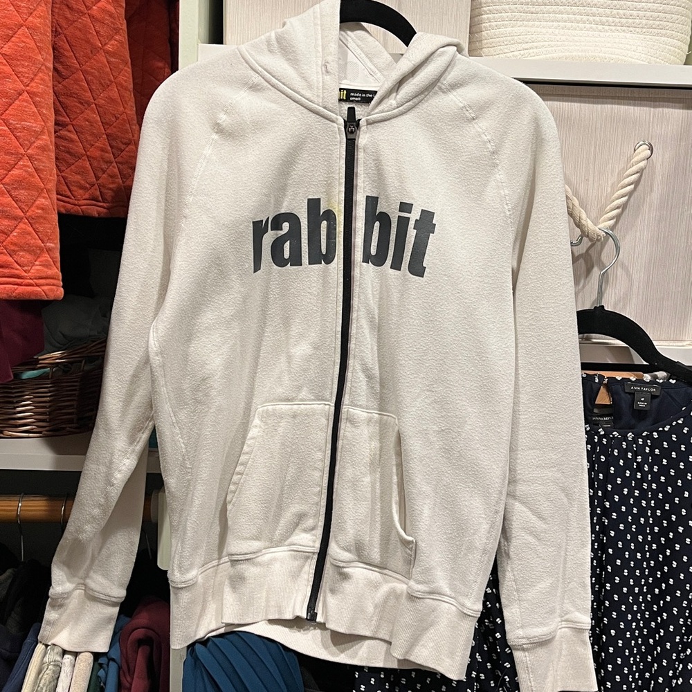 Rabbit White Zip-Up Hoodie